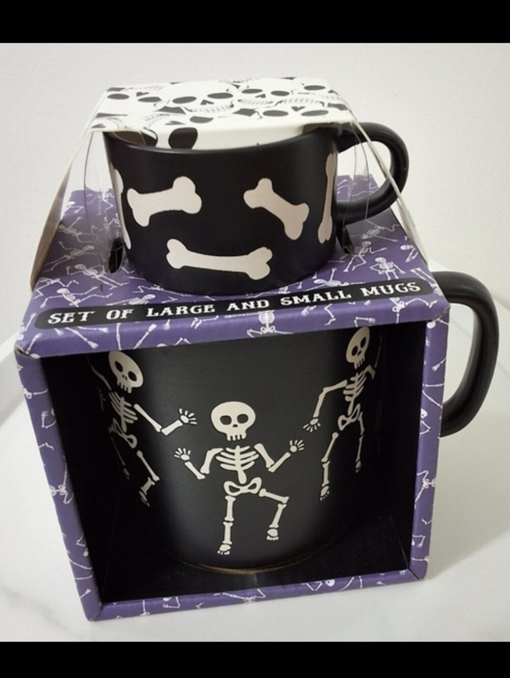 NEW Skeleton & Bones Mug Set | Large & Small Halloween Coffee Cups Mugs